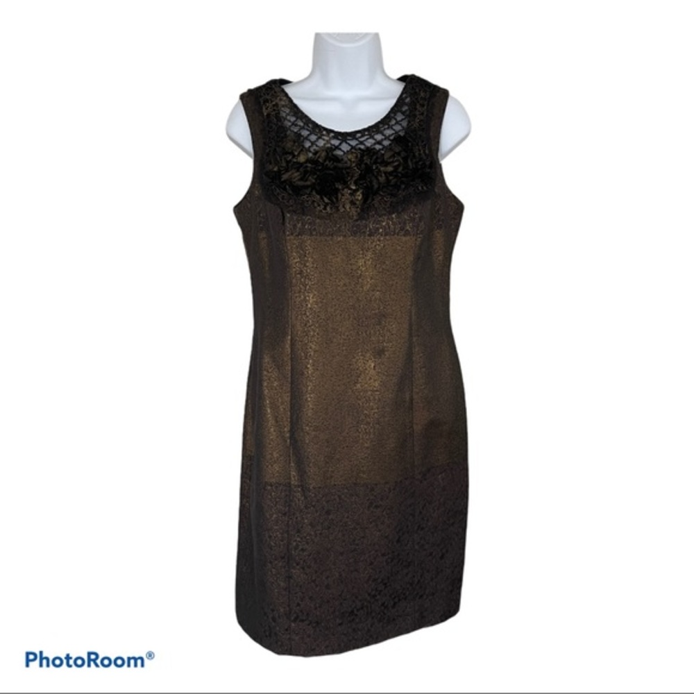 Teri Jon Rickie Freeman black metallic dress 8
